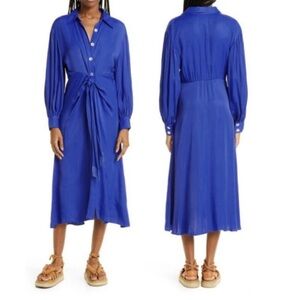 Farm Rio Long Sleeve Beaded Waist Belt Shirtdress
Blue XXS